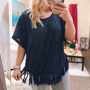 Navy Umgee fringe top